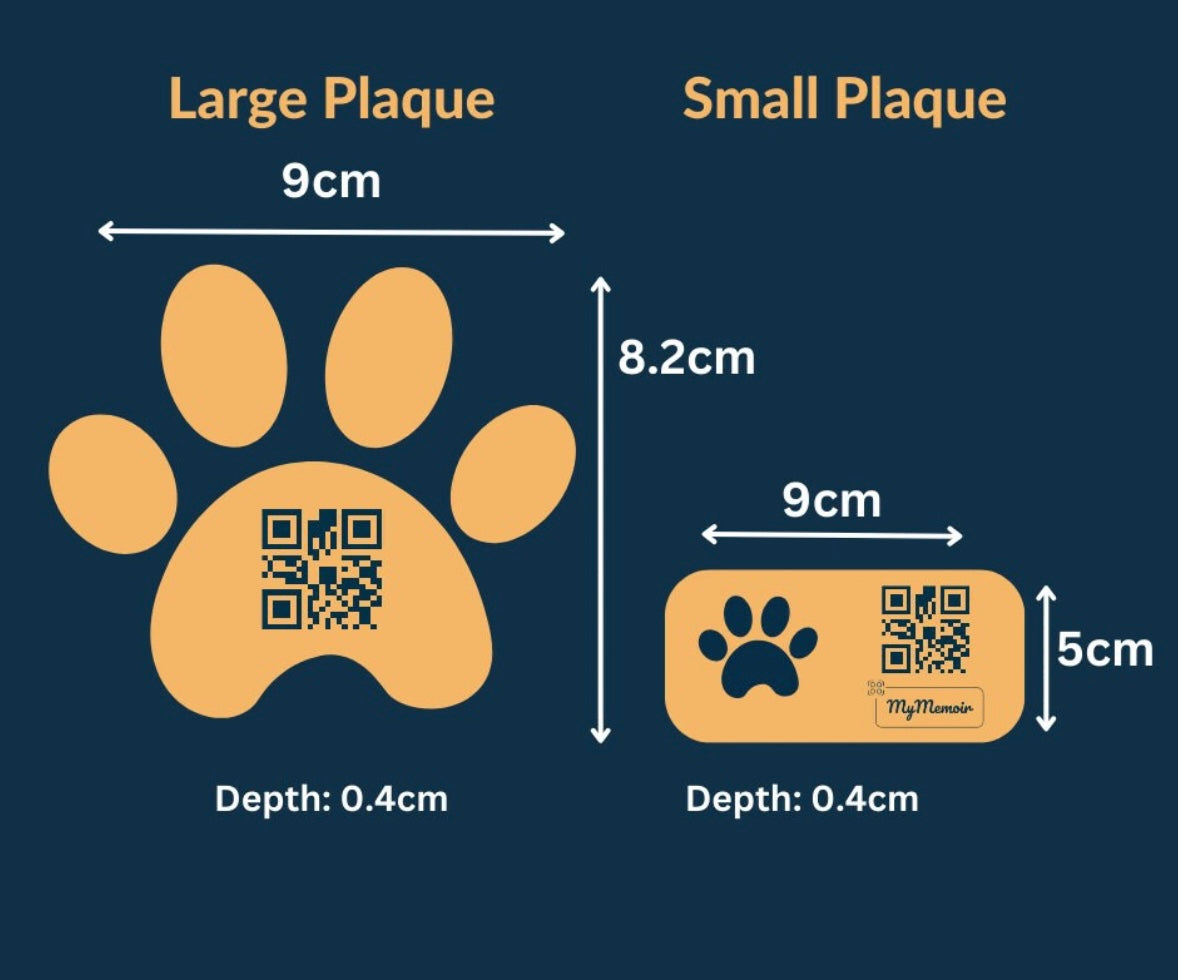 Pet Memorial Plaque & QR Code Memorial Page | Share Stories, Photos, Video, Facts and More | Bereavement Gift for Loss of Pets | Gold/Paw - MyMemoir