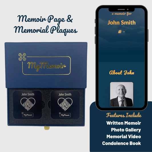 My Memoir Memorial Plaques and Webpage | 2 Heart Plaques - MyMemoir