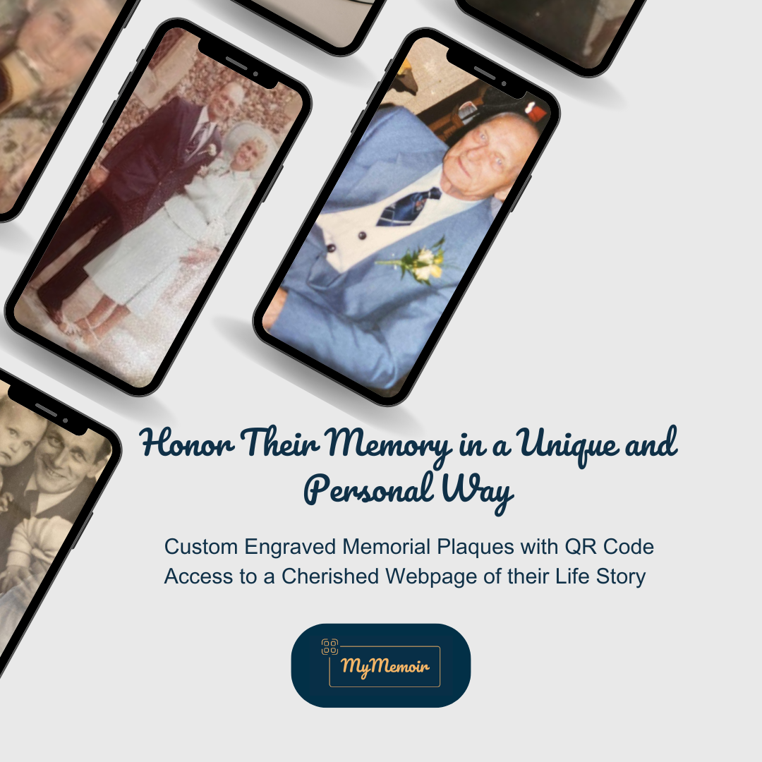 My Memoir Memorial Plaque and Webpage | Black/Small - MyMemoir