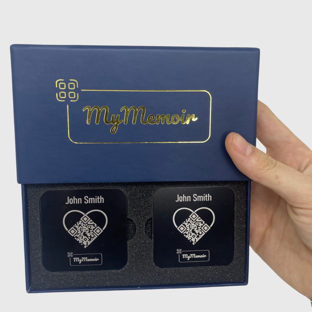 My Memoir Memorial Plaques and Webpage | 2 Heart Plaques - MyMemoir